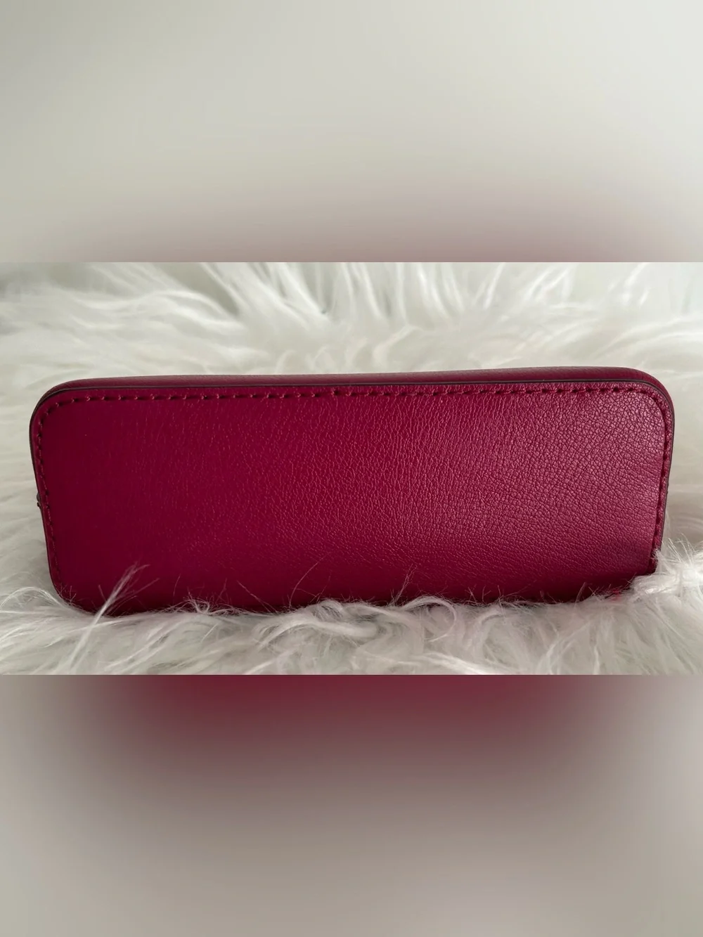 Michael Kors Jet Set Travel Leather Cosmetic Case Makeup Bag Fuchsia Pink Pouch